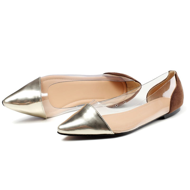 Orthopedic Balance Women’s Pointed Toe Flats – Elegant Transparent Panel Comfort Shoes