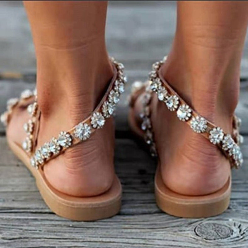 Orthopedic Balance Boho Mule Sandals With Rhinestones - Unique Elegance