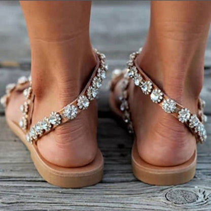 Orthopedic Balance Boho Mule Sandals With Rhinestones - Unique Elegance