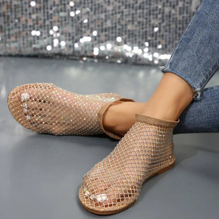 Orthopedic Balance Hollow Flat Sandals With Rhinestones - Summer Fashion