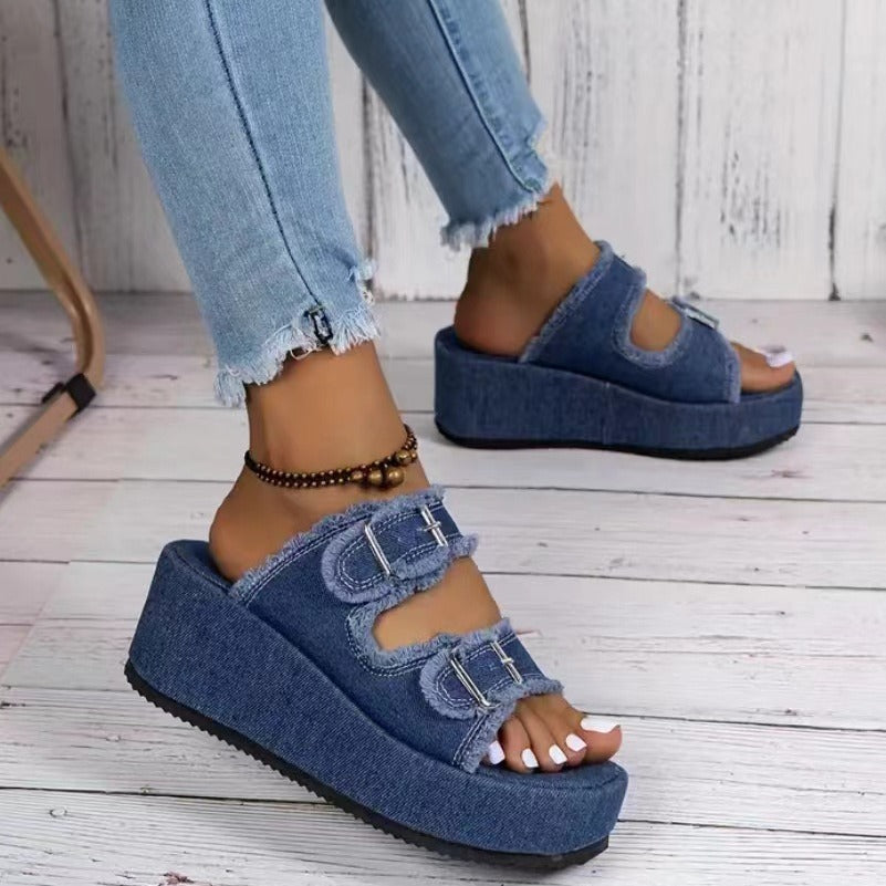 Orthopedic Balance Double Buckle Platform Comfort Slide Sandals