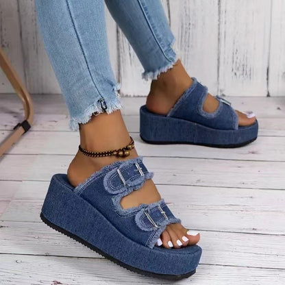 Orthopedic Balance Double Buckle Platform Comfort Slide Sandals