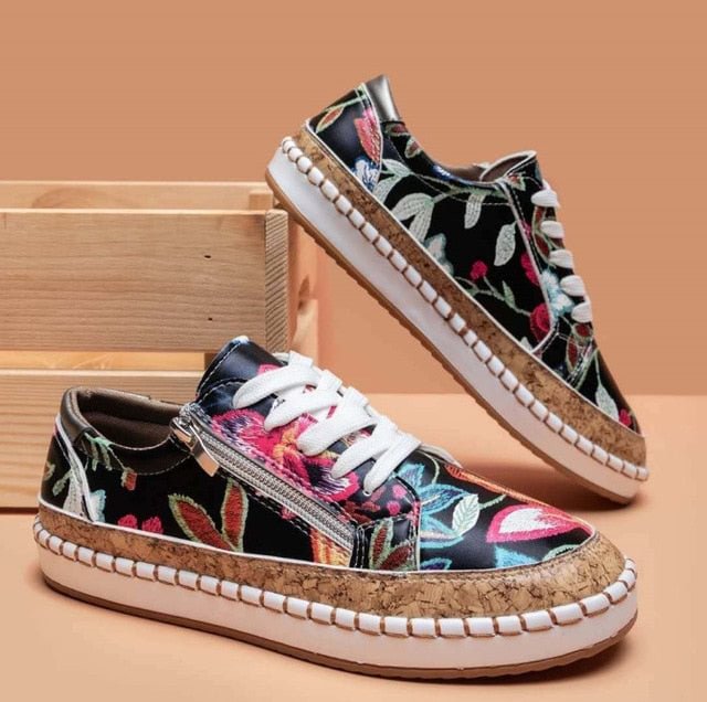 Camila | Floral Canvas Espadrille Sneakers – Lightweight Comfort