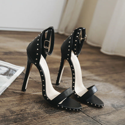 Orthopedic Balance Riveted Stiletto Heel Sandals, Unique Elegance 