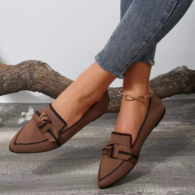 Orthopedic Balance Pointed Toe Flat Shoes With Bow