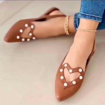 Orthopedic Balance Flat Heel Sandals With Pearls - Unique And Elegant