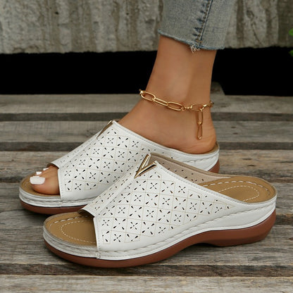 Waverly | Women’s Orthopedic Perforated Wedge Mule Sandals