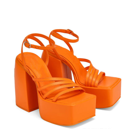 Orthopedic Balance Chunky Platform Ankle Strap High Heel Sandals