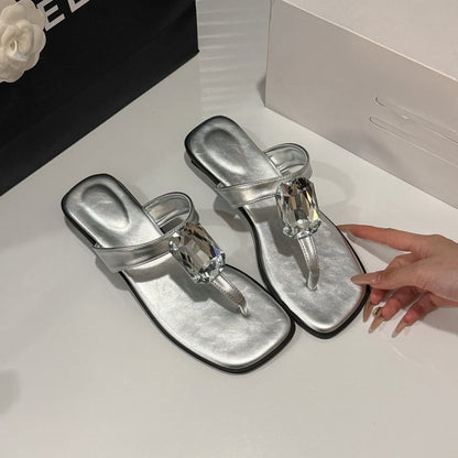 Orthopedic Balance | Crystal Toe Ring Flat Sandals