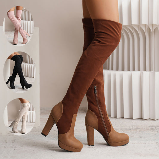 Melanie | VelourRise Orthopedic Over-the-Knee Heel Boots