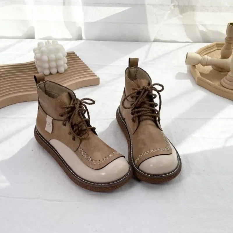 Rowin | Two-Tone Hand-Stitched Casual Lace-Up Boots