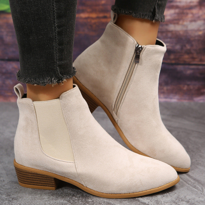 Orthopedic Balance Suede Ankle Boots - Thick Heel Comfort