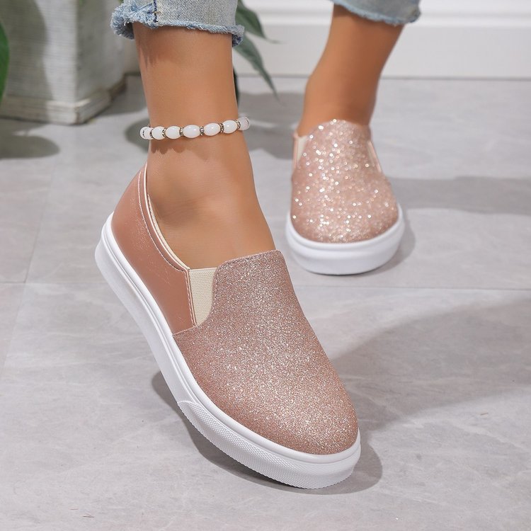 Orthopedic Balance Round-Toe Flat Shoes With Sequins - Unique Elegance