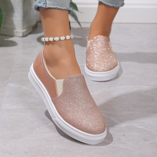 Orthopedic Balance Round-Toe Flat Shoes With Sequins - Unique Elegance
