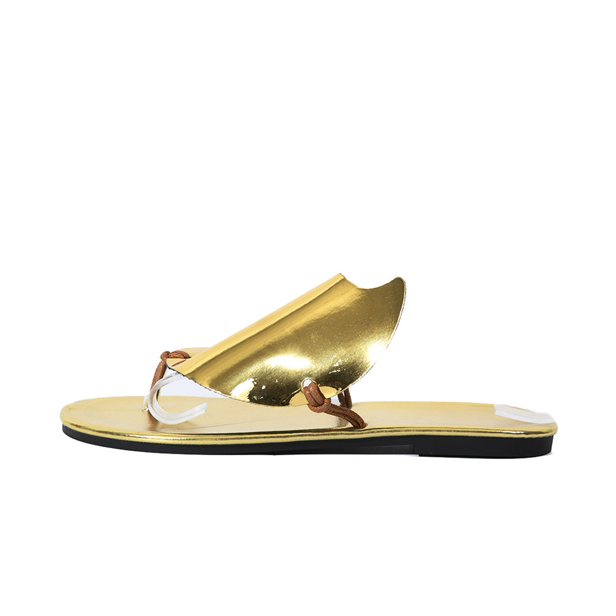 Orthopedic Balance Metallic Toe Ring Flat Slide Sandals