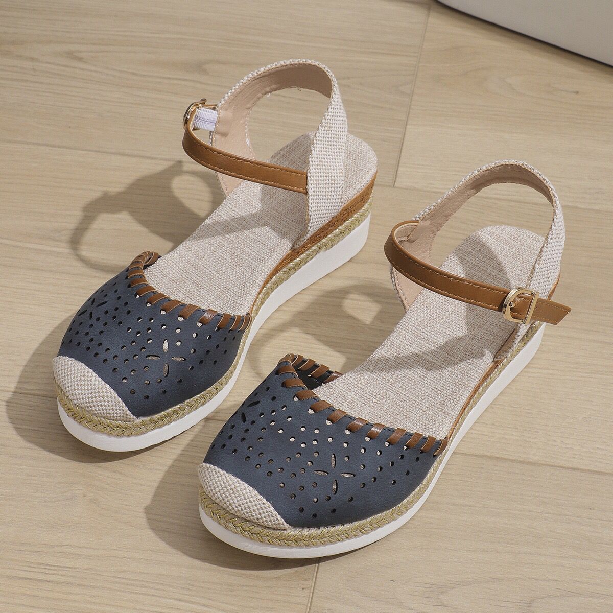 Orthopedic Balance Breathable Woven Mary Jane Platform Sandals