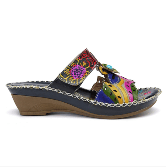 Ivory | Women’s Handcrafted Orthopedic Floral Slip-On Sandals