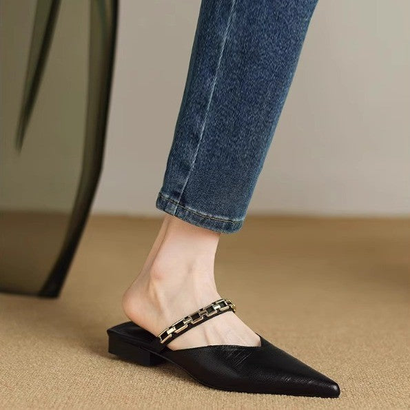 Orthopedic Balance Flat Sandals With Low Heels And Chains - Unique Elegance