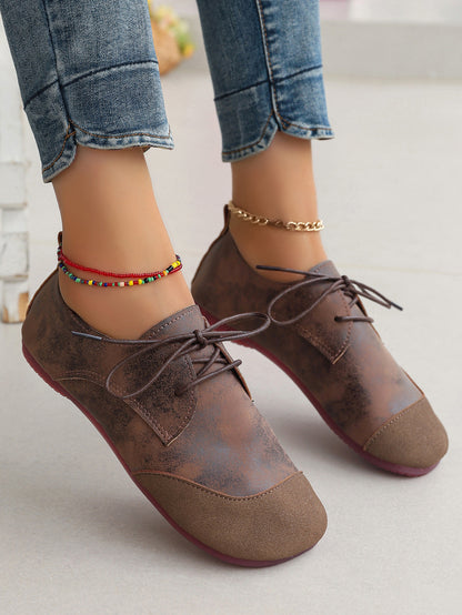 Orthopedic Balance Women’s Vintage Lace-Up Flats – Soft Comfort Casual Oxford Shoes