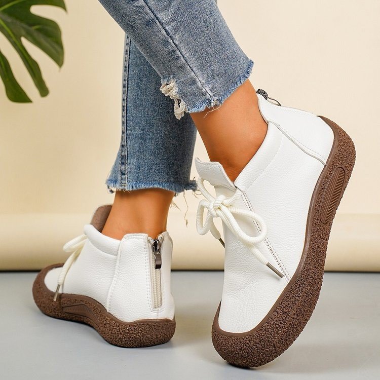 Orthopedic Balance Vintage Lace-Up Ankle Boots – Soft Leather Comfort Walking Shoes