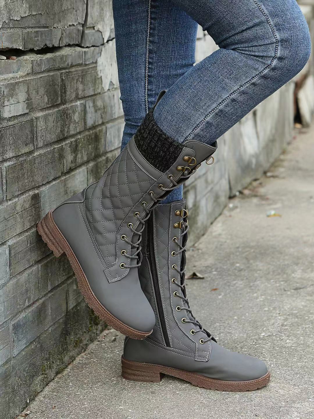 Anna | Quilted Lace-Up Winter Boots