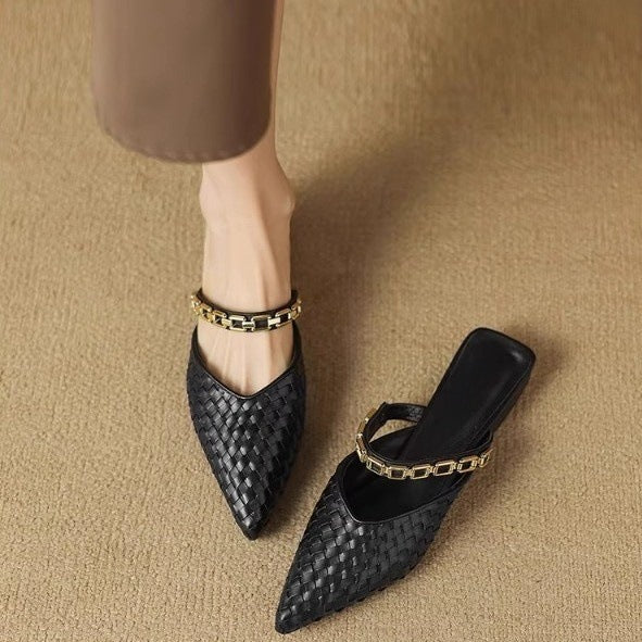 Orthopedic Balance Flat Sandals With Low Heels And Chains - Unique Elegance