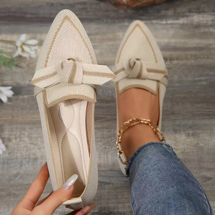 Orthopedic Balance Pointed Toe Flat Shoes With Bow