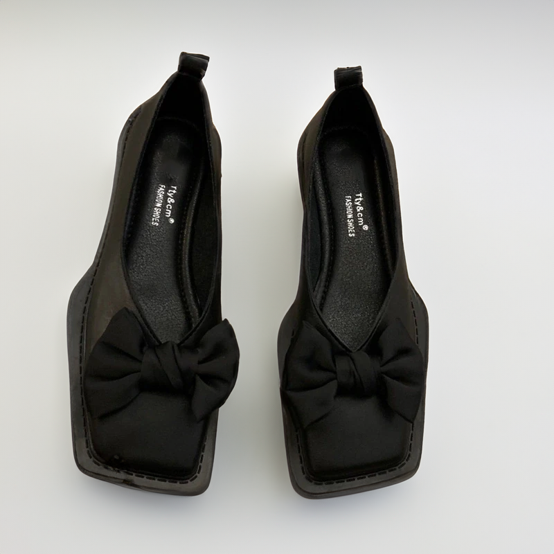 Joy | Square-Toe Ballet Flats with Bow Detail and Orthopedic Comfort