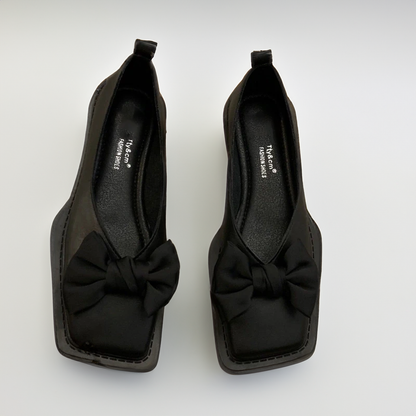 Joy | Square-Toe Ballet Flats with Bow Detail and Orthopedic Comfort