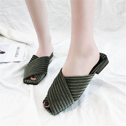 Bambina | Women’s Orthopedic Pleated Cross Strap Comfort Slide Sandals