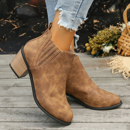 Orthopedic Balance Ankle Boots - Thick Heel Slip-On Comfort