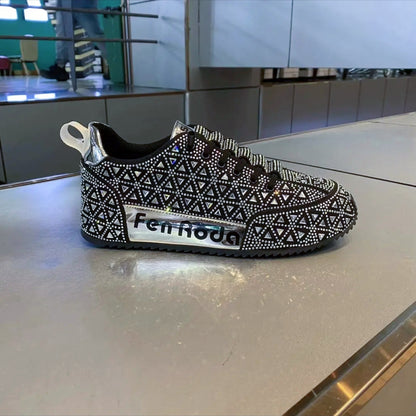 Orthopedic Balance Luxe Crystal Sneakers – Sparkling Comfort Casual Shoes