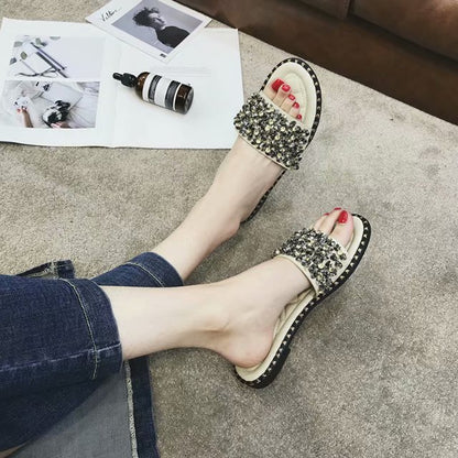 Orthopedic Balance Crystal Braided Comfort Slide Sandals