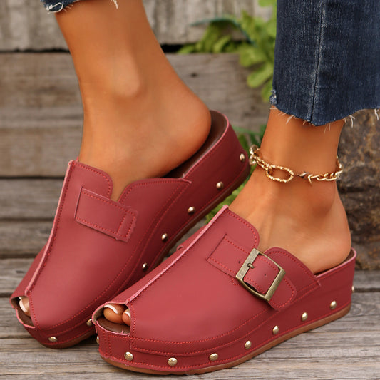 Romilly | Women’s Orthopedic Buckle Platform Clog Mules