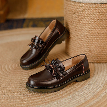 Orthopedic Balance Leather Loafers - Chunky Heel Comfort