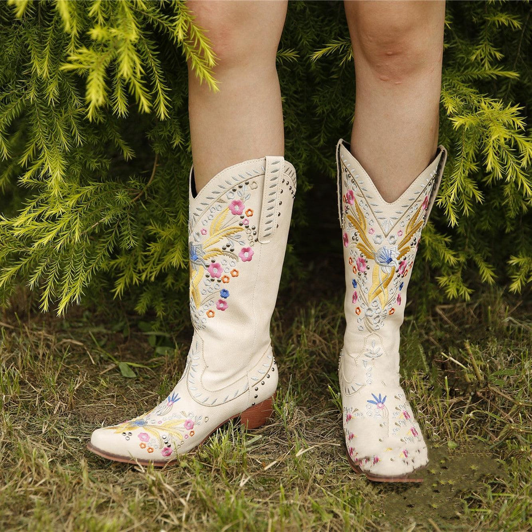 Alice | Embroidered Floral Western Cowgirl Boots with Orthopedic Comfort Sole