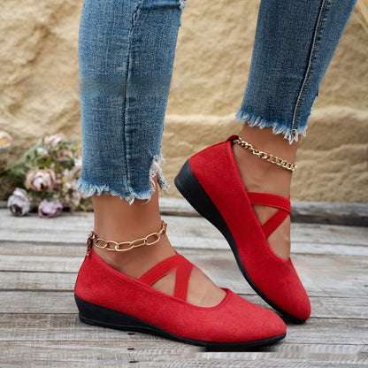 Orthopedic Balance Cross Strap Comfort Flats – Stylish Support Everyday Shoes