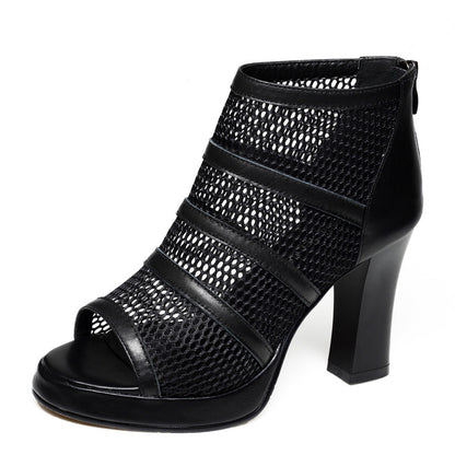 Aime | Breathable Mesh Block Heel Ankle Shoes
