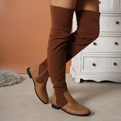 Orthopedic Balance Over-the-Knee Suede Boots - Low Heel