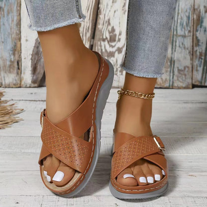 Orthopedic Balance Woven Comfort Wedge Sandals