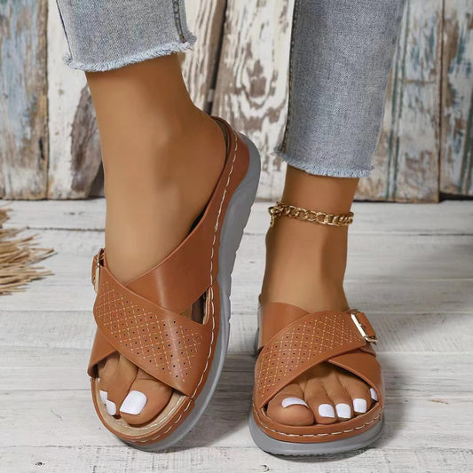 Orthopedic Balance Woven Comfort Wedge Sandals