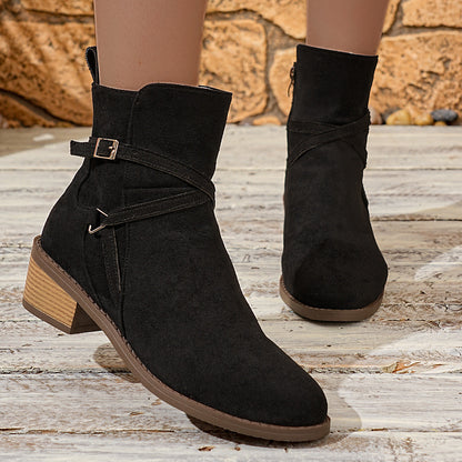 Orthopedic Balance Ankle Boots - Cross-Strap Mid-Heel Comfort