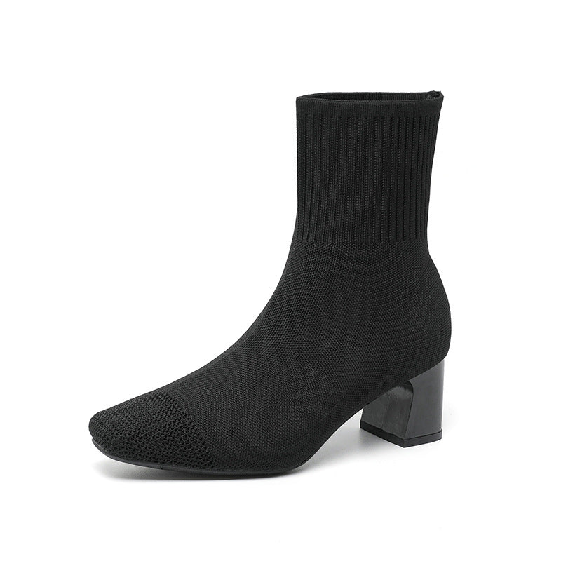 Mary | Classic Knit Block-Heel Orthopedic Sock Boots