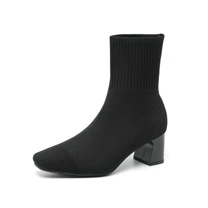 Mary | Classic Knit Block-Heel Orthopedic Sock Boots