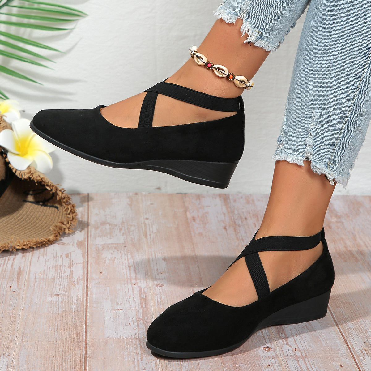 Orthopedic Balance Cross Strap Comfort Flats – Stylish Support Everyday Shoes
