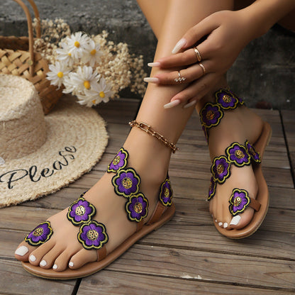 Orthopedic Balance Floral Ethnic Flat Sandals For A Unique Summer