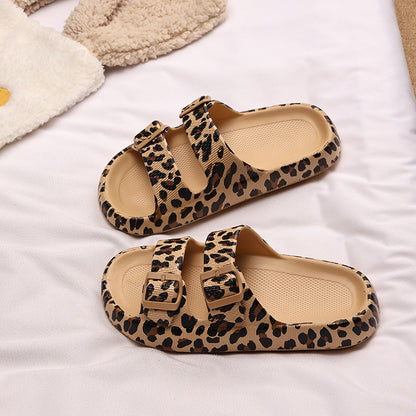 Orthopedic Balance Leopard Print Double Strap Slide Sandals