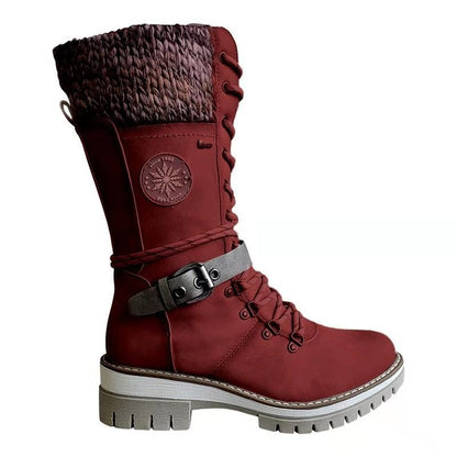 Makoto | Knit-Cuff Lace-Up Orthopedic Winter Boots