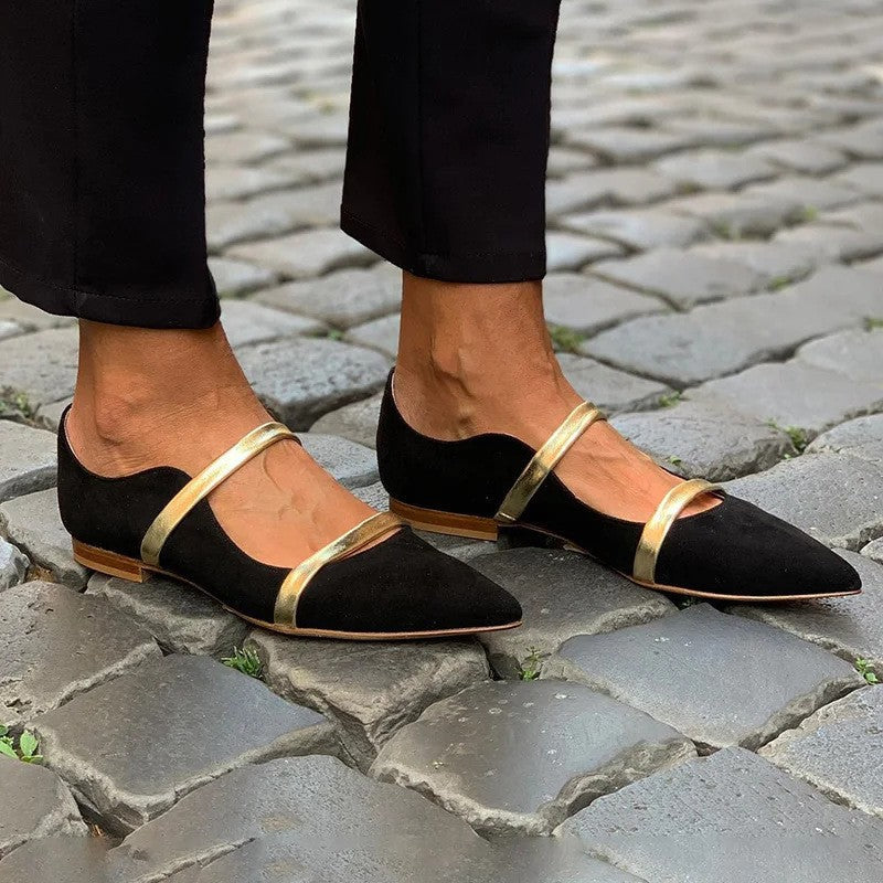 Orthopedic Balance Suede Shoes With Low Heels And Two Thin Bands