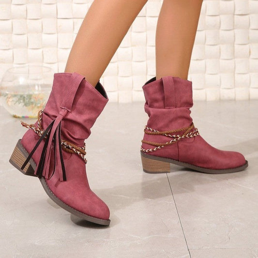 Orthopedic Balance Pleated Tassel Boots - Ergonomic Comfort